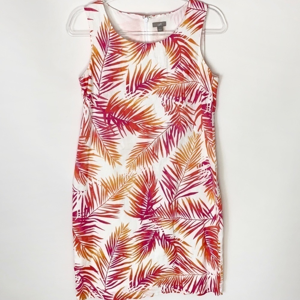 J. Jill linen palm print sleeveless shift dress 6